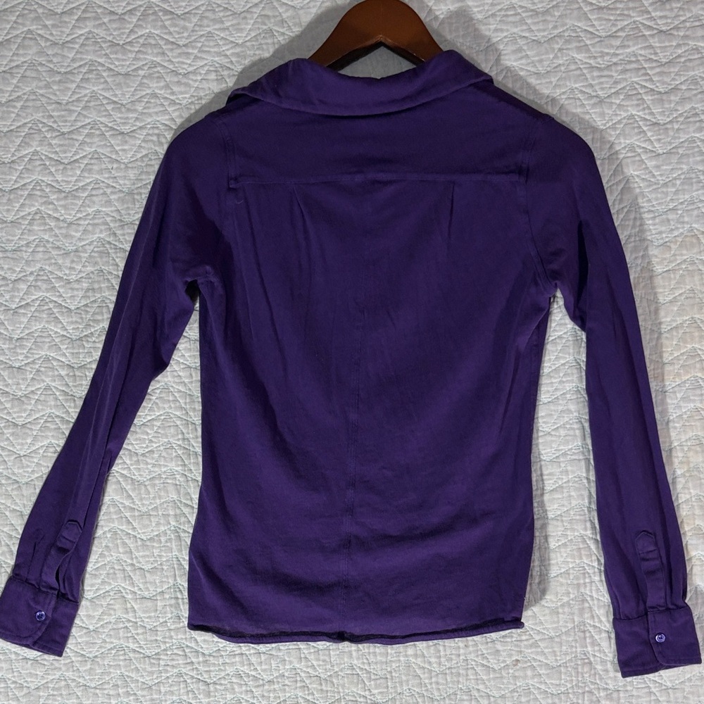 NM Luxury Essentials Cashmere Blend Purple Button-Down Long Sleeve Shirt - Picture 7 of 11